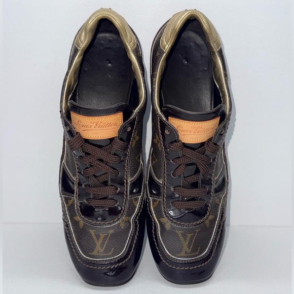 Louis Vuitton Womens Brown Patent Monogram Sneakers Size 38 1/2 EU - Picture 5 of 7